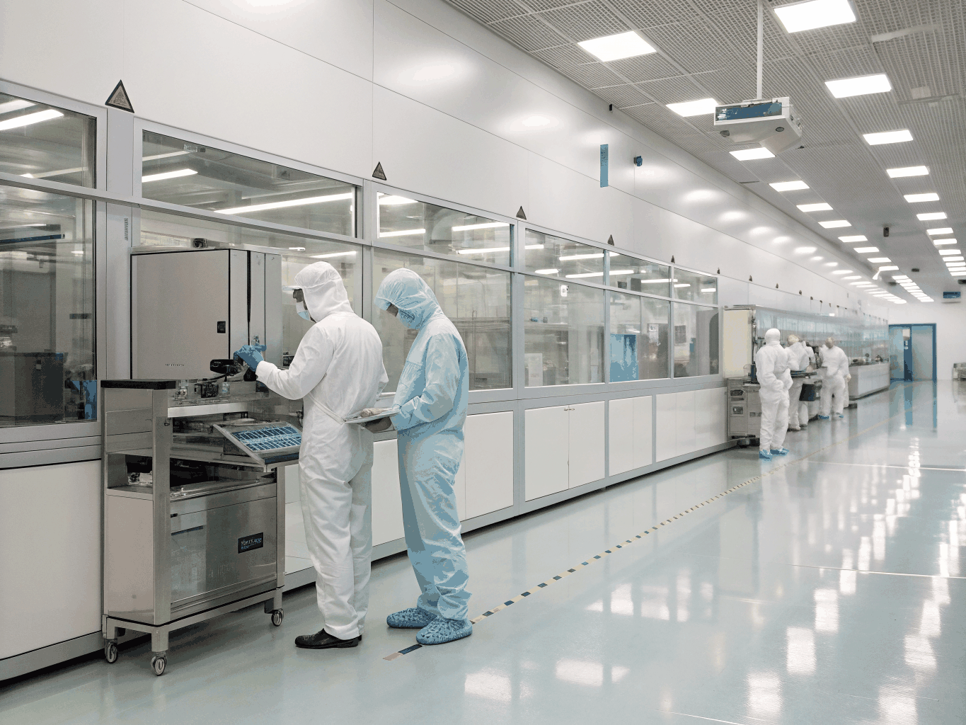 Cleanroom microscopic verification of semiconductor chip architecture